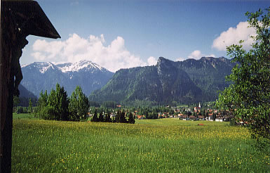 Blick auf Kofel und Oberammergau